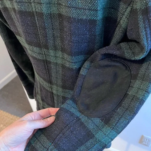 Blackwatch Plaid Wool Blend Snapfront Jacket Blazer Sz Small Stand Collar - Picture 4 of 16